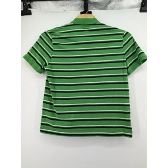 Lacoste Men Green White Black Striped Short Sleeve Polo Shirt‎ Size 7 - Picture 3 of 8